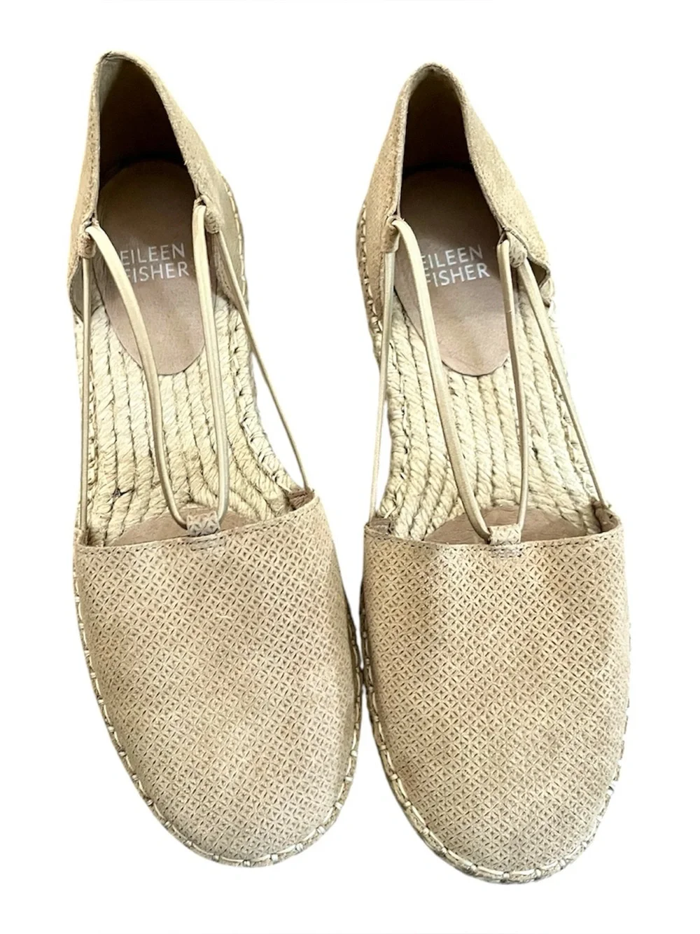 Eileen Fisher Lee Espadrille Flat in Natural Tan, Sz 6
